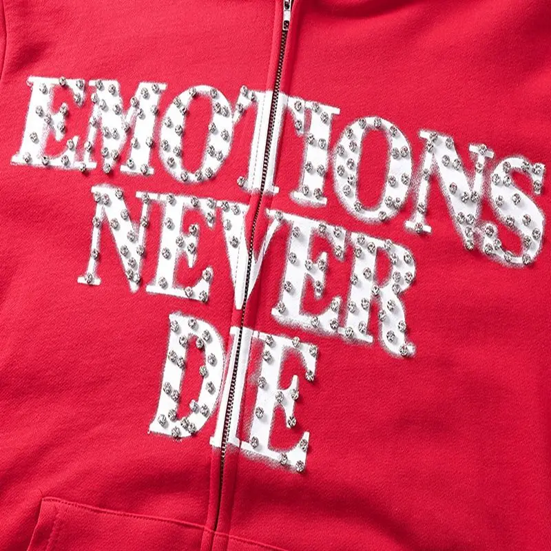 Mixed Emotion Zipper Hoodie Thin 100% Cotton Diamond Pattern Casual Streetwear Sweatshirt Mixed Emotion Jacket Pants