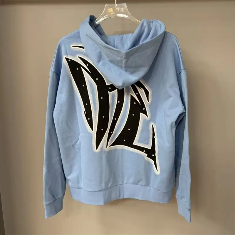 Mixed Emotion Zipper Hoodie Thin 100% Cotton Diamond Pattern Casual Streetwear Sweatshirt Mixed Emotion Jacket Pants