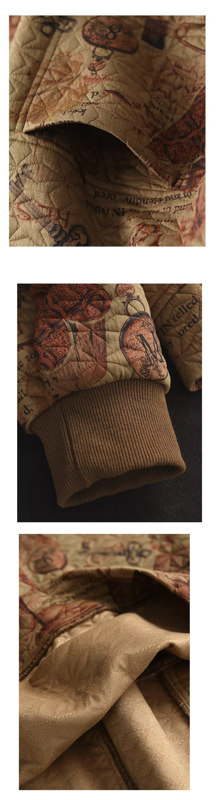 Vintage Print Cotton Linen Women Sweatshirt Fashion Patchwork Thicken Loose Pockets Literary Elegant Simple Cozy Female Pullover