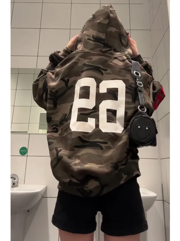 Unsiex Camouflage Hoodies 2025 Autumn Winter New Women's Style Retro Camo Hoodie Street Trend Loose Versatile Outerwear Top