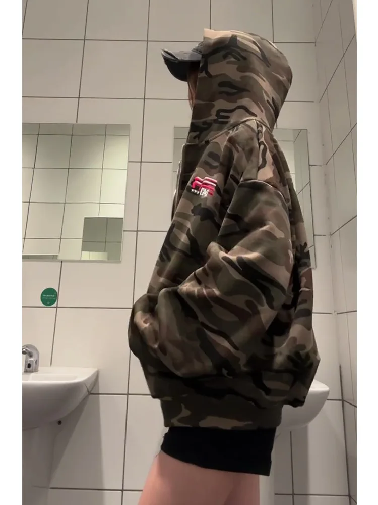 Unsiex Camouflage Hoodies 2025 Autumn Winter New Women's Style Retro Camo Hoodie Street Trend Loose Versatile Outerwear Top
