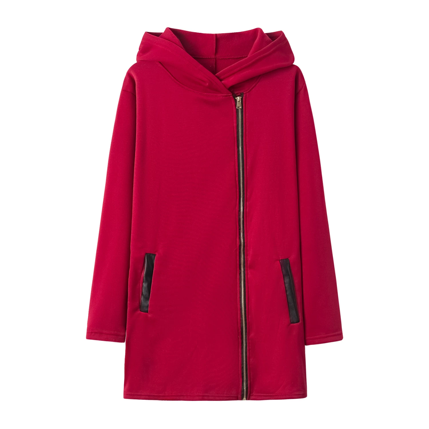 Fashion Trend Loose Side Zipper Plus Fleece Jacket Hooded Sweater Woman