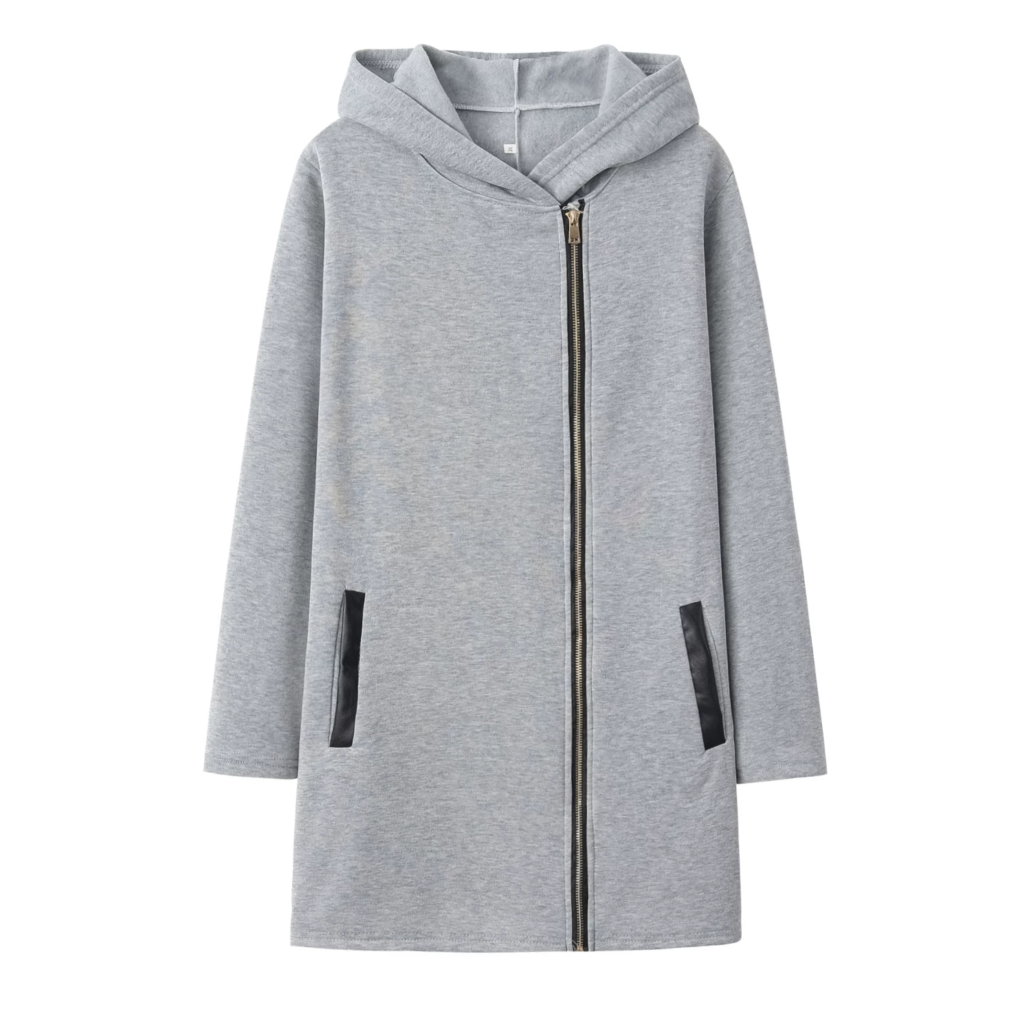 Fashion Trend Loose Side Zipper Plus Fleece Jacket Hooded Sweater Woman