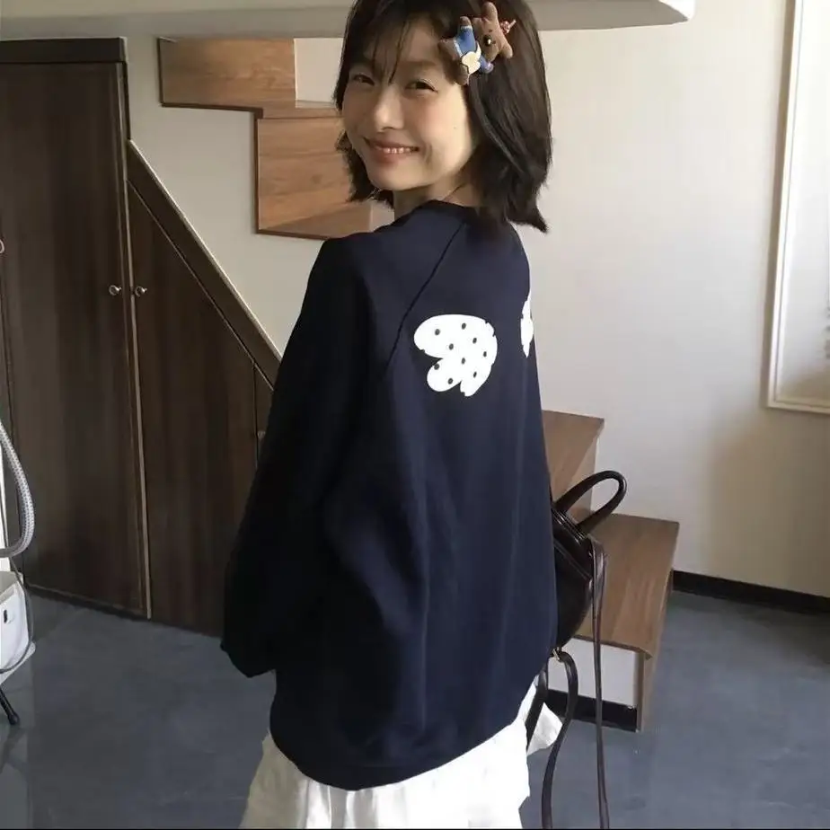 2026 Harajuku Polka Dot Wing Printing Autumn Hoodie Women Y2k Aesthetic Casual Loose Hoody Preppy Style Grunge Cute Sweatshirts