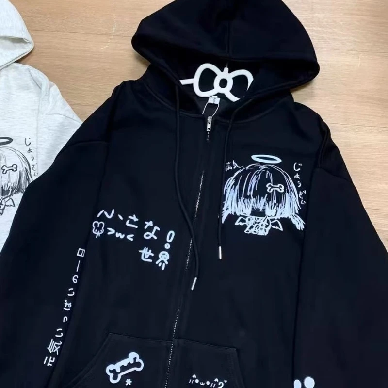 Zip Up Hoodie Jackets Japanese Sweatshirts Preppy Style 2025 Ropa Mujer Hooded Cartoon Zipper Casual Fashion Hoodies Y2k Tops