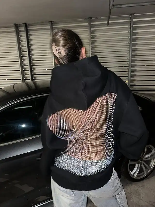 American Sexy Hot Sweetheart Hoodie with Open Back Y2K Clothes Womens Fashion Transparent Mesh Hoodie Pullover Jacket