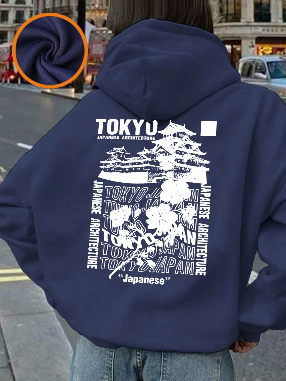 Japanese Tokyo Sakura Printing Hoodies Women Basics Loose Sweatshirt Winter Fleece Warm Pullover Street Casual Woman Clothes
