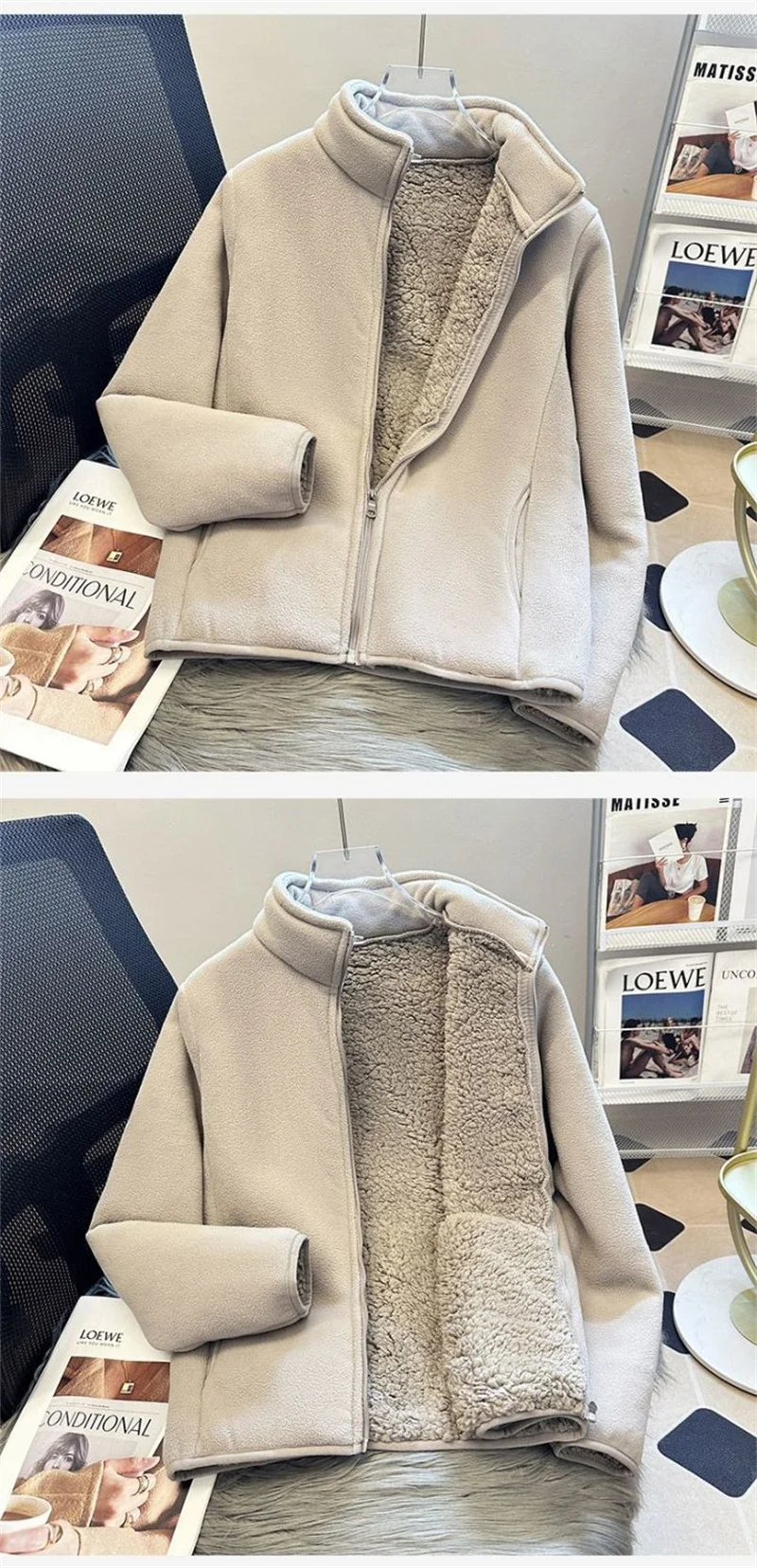 2026 Fashion Polar Fleece Sweatshirt Women's Stand-up Collar Short Coat Autumn Winter Zipper-up Thicken Jacket Lady Warm Tops