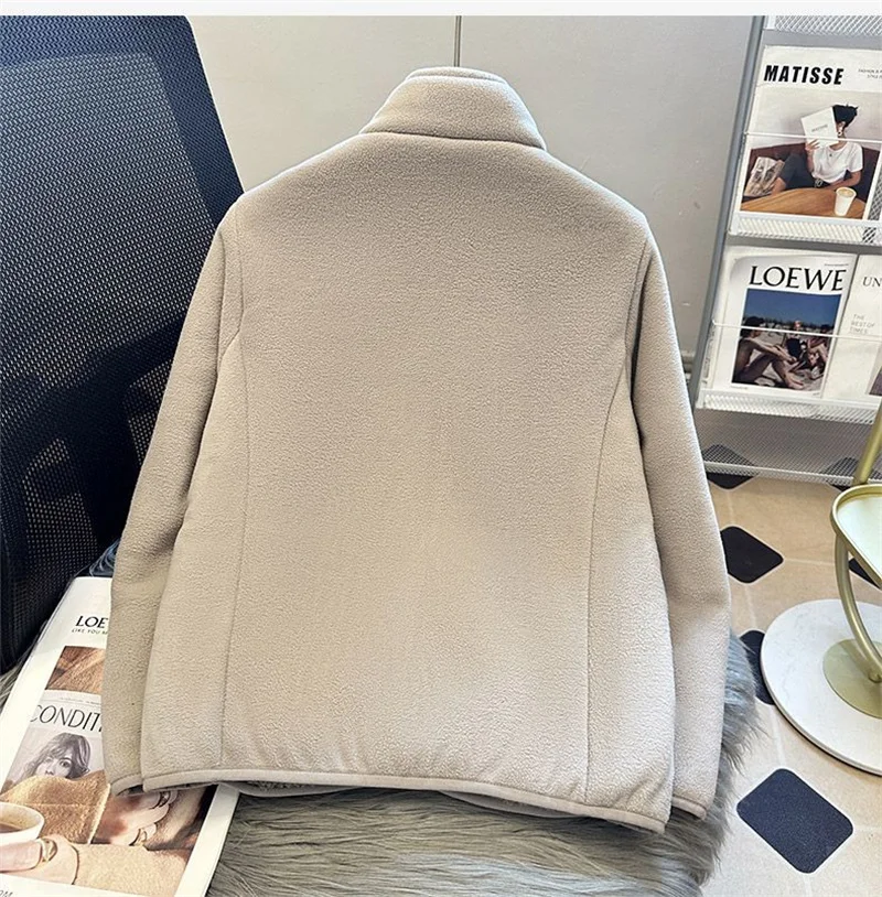 2026 Fashion Polar Fleece Sweatshirt Women's Stand-up Collar Short Coat Autumn Winter Zipper-up Thicken Jacket Lady Warm Tops