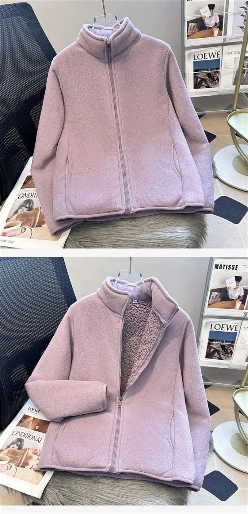 2026 Fashion Polar Fleece Sweatshirt Women's Stand-up Collar Short Coat Autumn Winter Zipper-up Thicken Jacket Lady Warm Tops