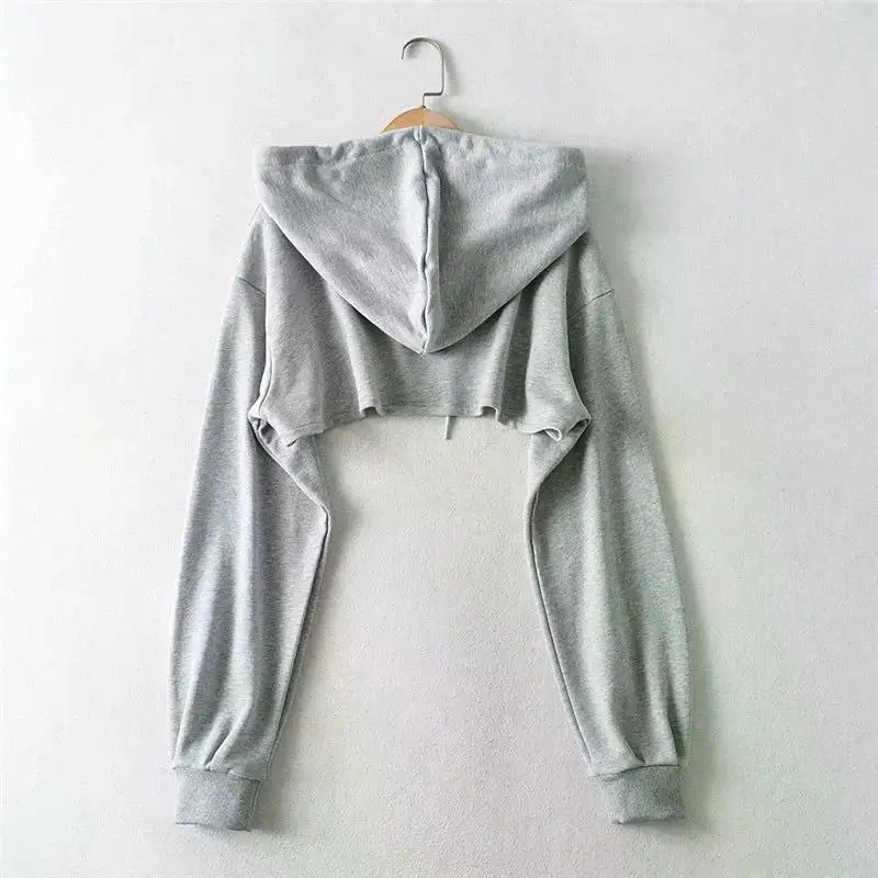 Hoodie Female Hoodie Personality Irregular Crop Ultra Short Style Long Sleeve Top Female Drop Shipping Sweatshirt Y2k Clothes