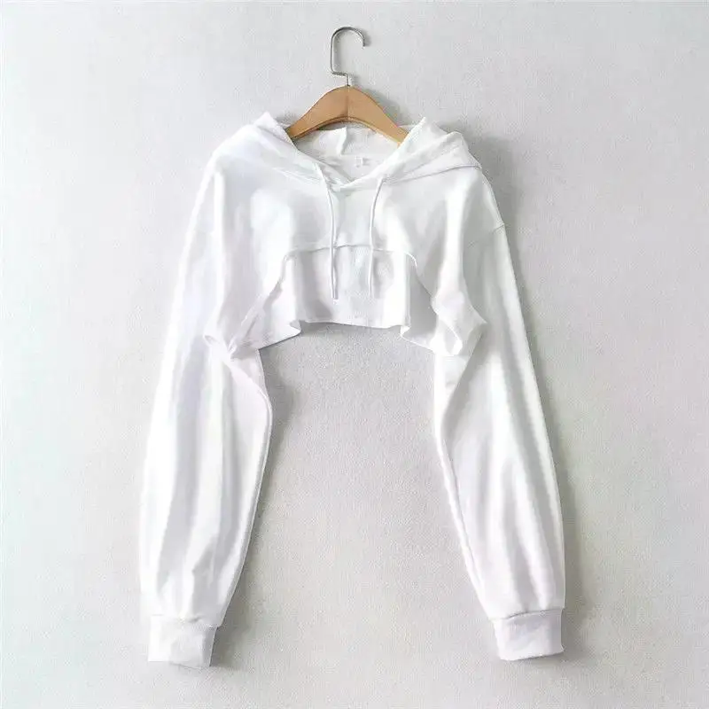 Hoodie Female Hoodie Personality Irregular Crop Ultra Short Style Long Sleeve Top Female Drop Shipping Sweatshirt Y2k Clothes