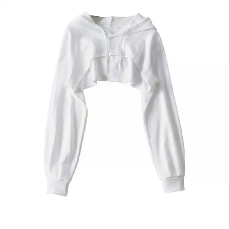 Hoodie Female Hoodie Personality Irregular Crop Ultra Short Style Long Sleeve Top Female Drop Shipping Sweatshirt Y2k Clothes