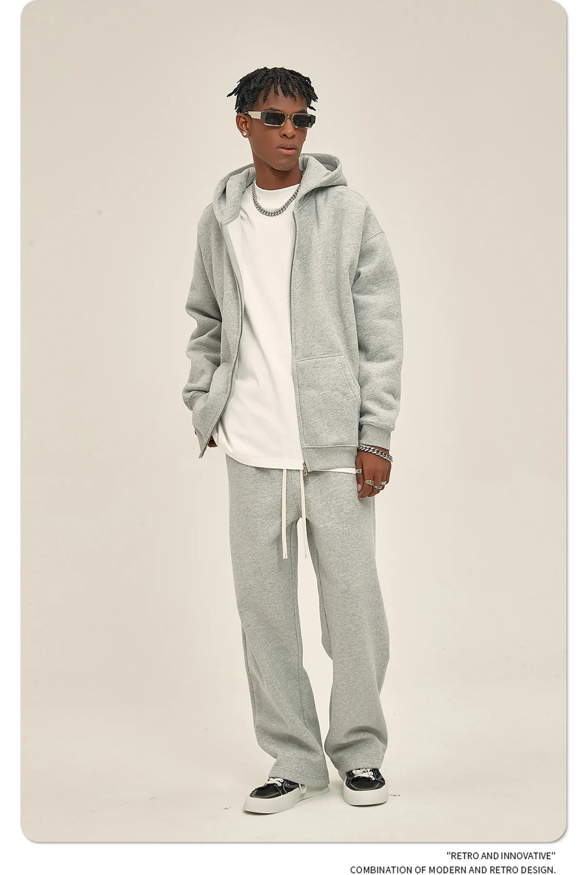 Custom LOGO autumn and winter new product velvet thickened 350g high-quality zipper sweater trousers men and women couple suit