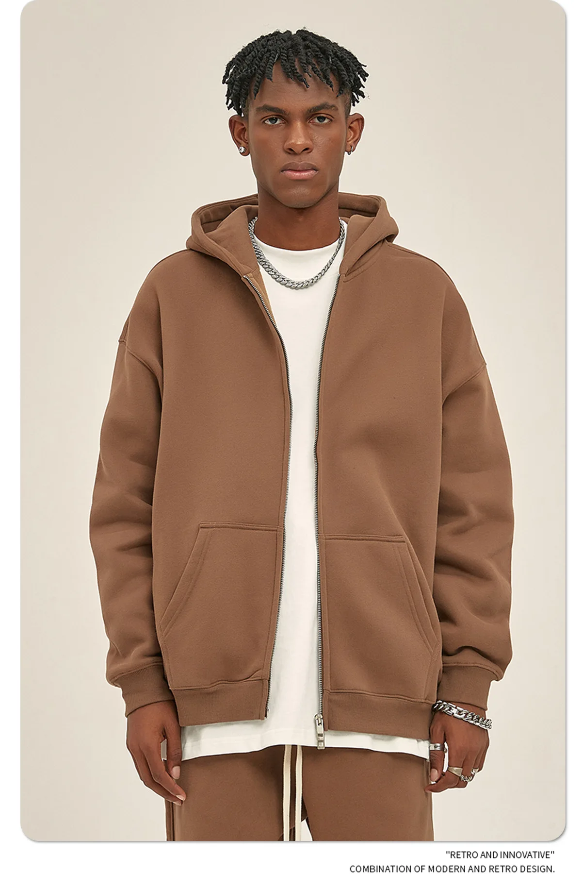 Custom LOGO autumn and winter new product velvet thickened 350g high-quality zipper sweater trousers men and women couple suit