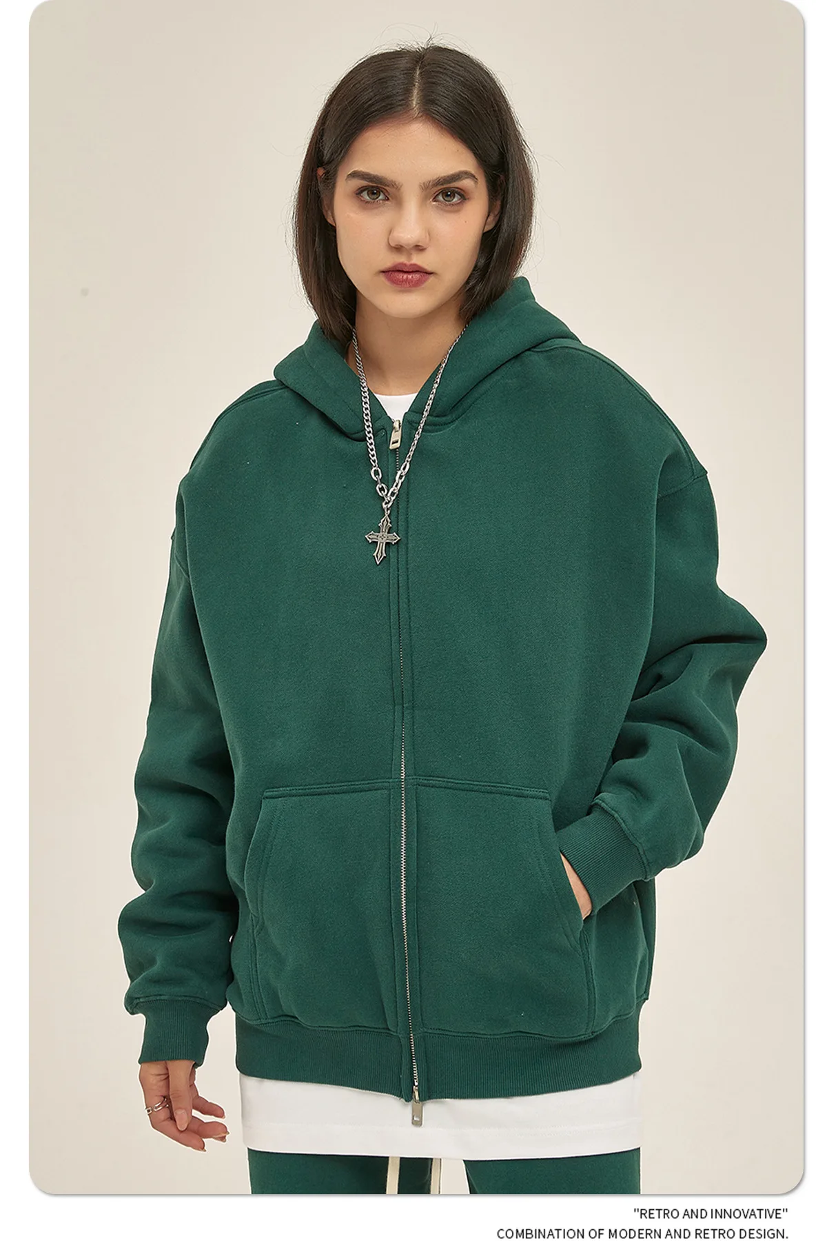 Custom LOGO autumn and winter new product velvet thickened 350g high-quality zipper sweater trousers men and women couple suit