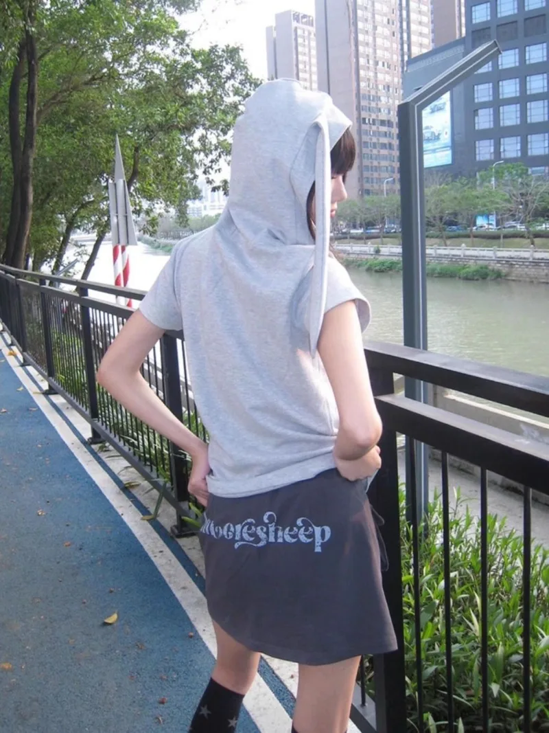 New Fashion Short Sleeve Zip Up Sweatshirts Y2k Aesthetic Japanese Seet Popular Simple Commuter Cardigan High Street Clothes