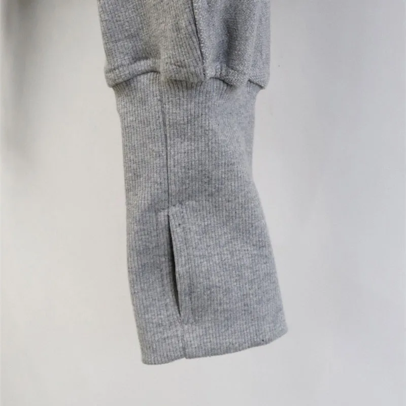 Fashion Waist Cinched Cropped Sweatshirts Women Autumn Harajuku Casual Oversized Pullover Lady Gray Long Sleeve Crewneck Hoodies