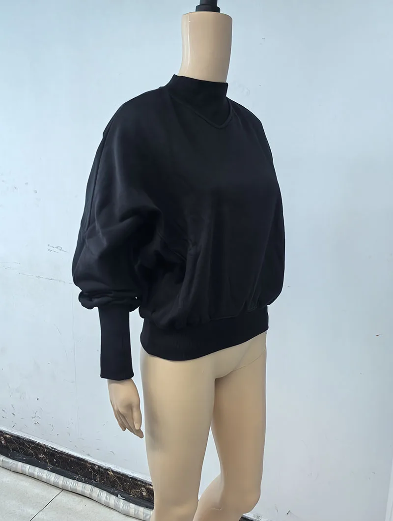Fashion Waist Cinched Cropped Sweatshirts Women Autumn Harajuku Casual Oversized Pullover Lady Gray Long Sleeve Crewneck Hoodies