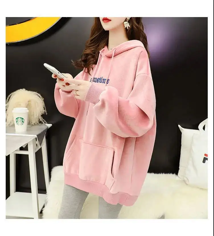 Autumn Sweet Women Hoodies Korean Style Fashion Cute Rabbit Ears Hooded Pullovers Loose Long Sleeve Kawaii Sweatshirts Female