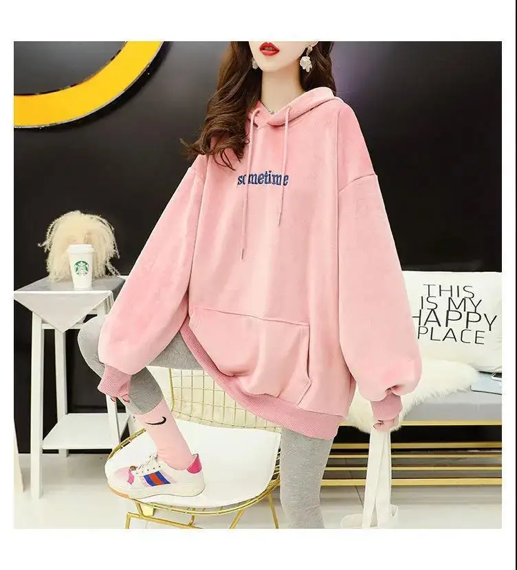 Autumn Sweet Women Hoodies Korean Style Fashion Cute Rabbit Ears Hooded Pullovers Loose Long Sleeve Kawaii Sweatshirts Female