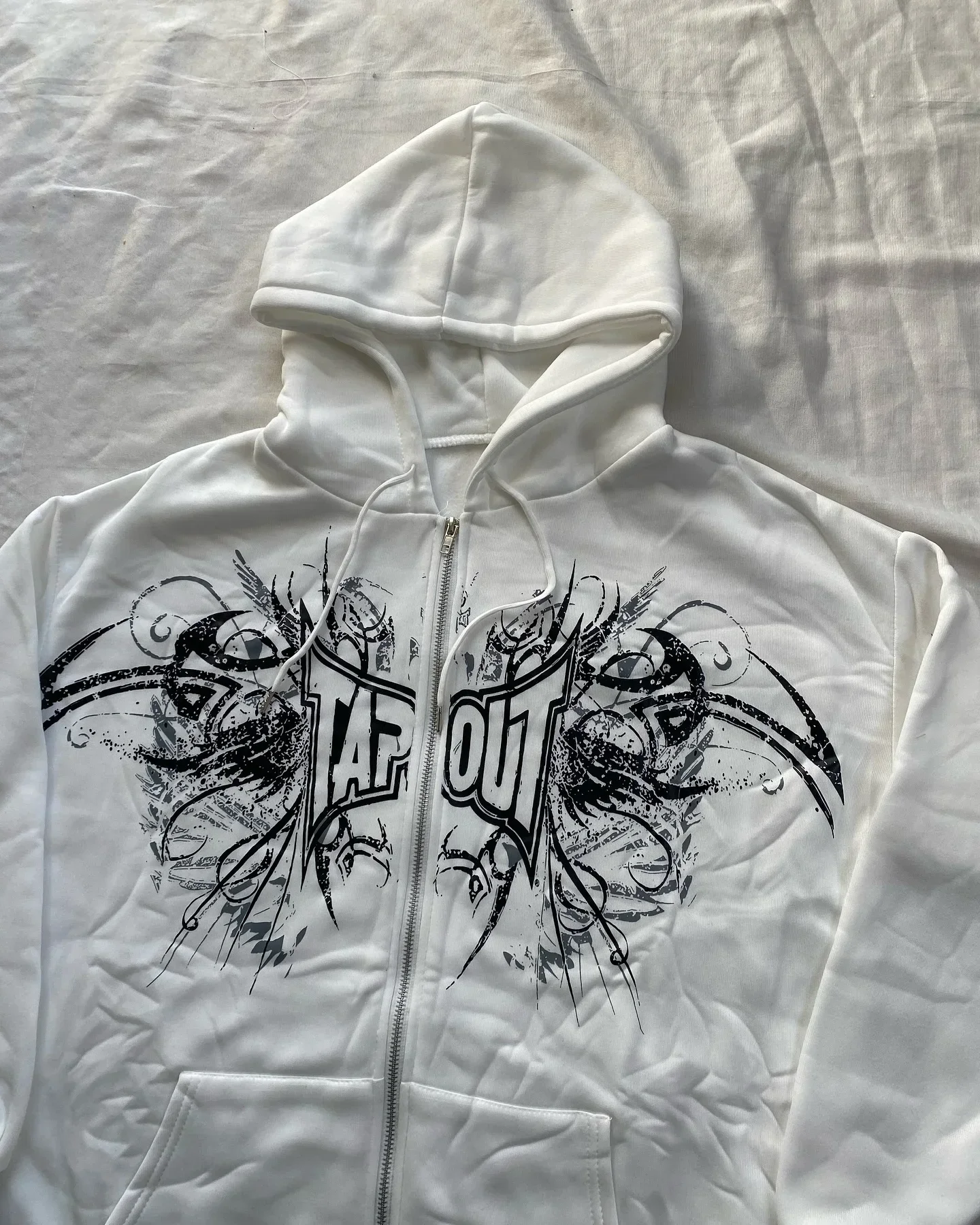 Harajuku Tapout Zipper Skull Print Oversized Hoodies Women Hip hop Fashion Sweater American Y2k Tops Vintage Gothic Streetwear