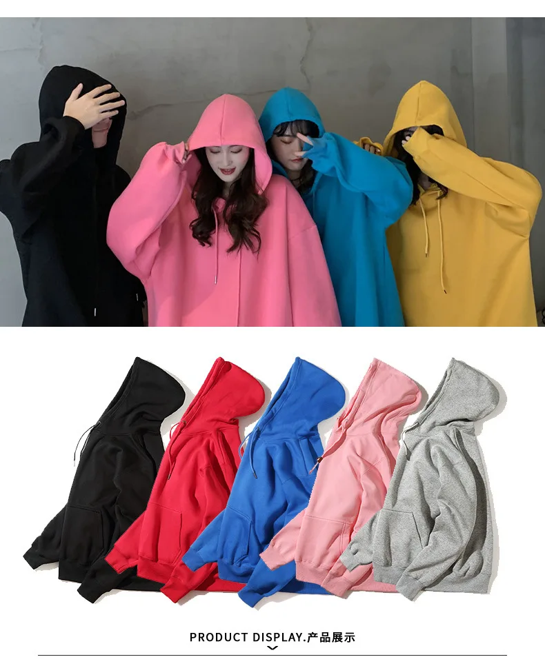 2025 Casual Hooded Hoodies Japanese Girl Student Fashion Sweatshirts Thick Spring Autumn Harajuku Loose Hoodie Knit Pullovers