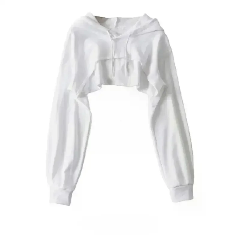 Y2k Hoodie Female Hoodie Personality Irregular Crop Ultra Short Style Long Sleeve Top Female Drop Shipping Sweatshirt Clothes
