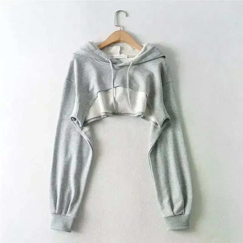 Y2k Hoodie Female Hoodie Personality Irregular Crop Ultra Short Style Long Sleeve Top Female Drop Shipping Sweatshirt Clothes