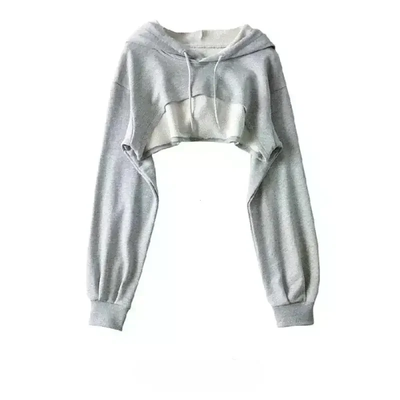 Y2k Hoodie Female Hoodie Personality Irregular Crop Ultra Short Style Long Sleeve Top Female Drop Shipping Sweatshirt Clothes