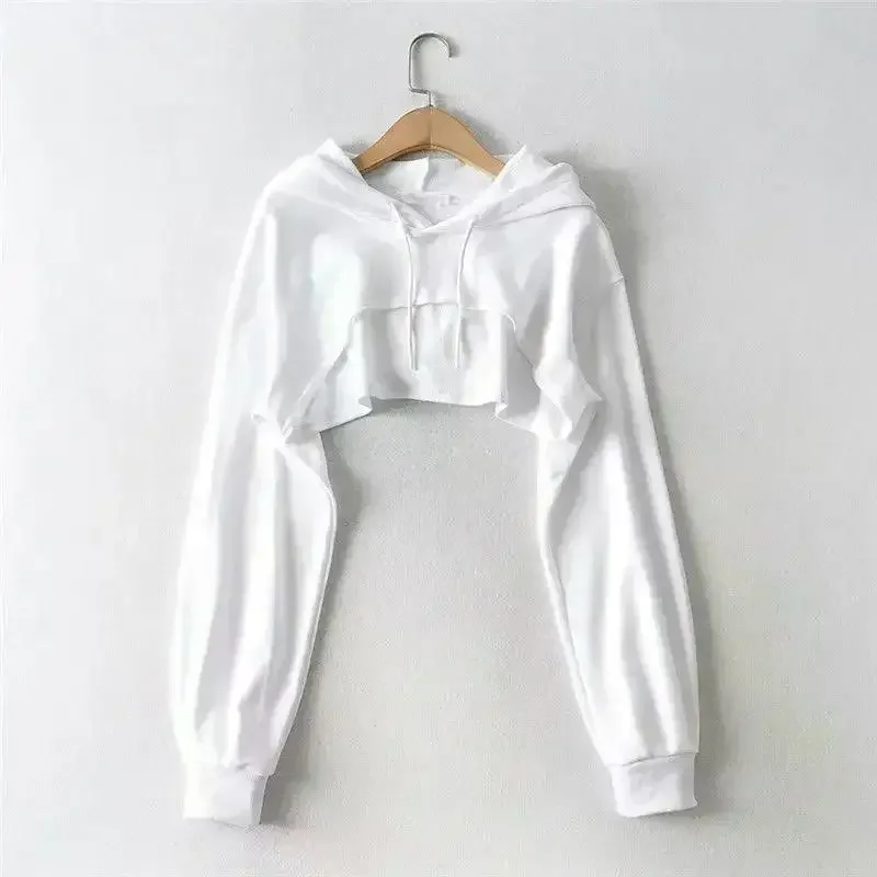 Y2k Hoodie Female Hoodie Personality Irregular Crop Ultra Short Style Long Sleeve Top Female Drop Shipping Sweatshirt Clothes