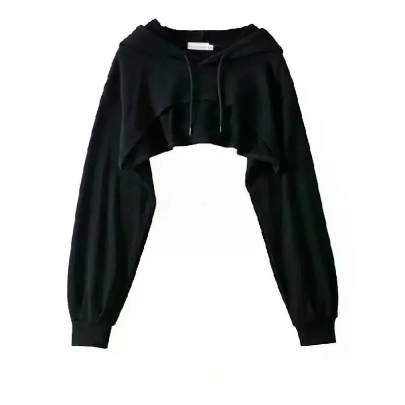 Y2k Hoodie Female Hoodie Personality Irregular Crop Ultra Short Style Long Sleeve Top Female Drop Shipping Sweatshirt Clothes