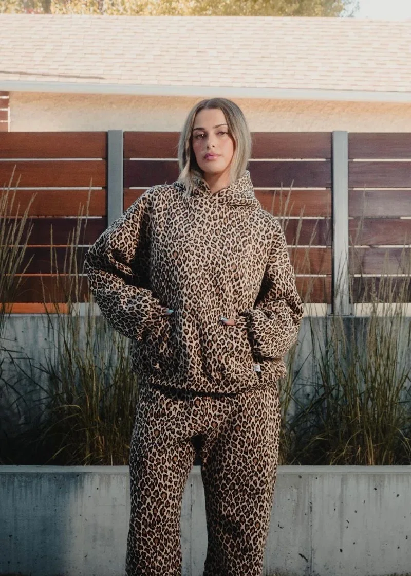 Loose Women Men Coat Street y2k retro leopard print hooded sweatshirt autumn winter Harajuku style hip-hop zipper pullover