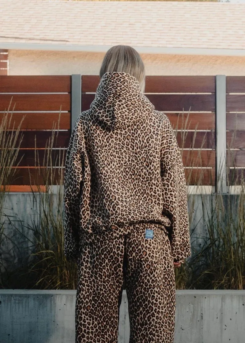 Loose Women Men Coat Street y2k retro leopard print hooded sweatshirt autumn winter Harajuku style hip-hop zipper pullover