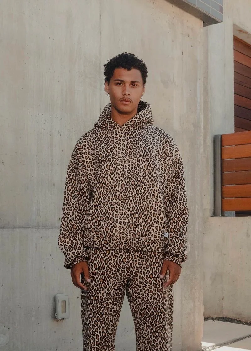 Loose Women Men Coat Street y2k retro leopard print hooded sweatshirt autumn winter Harajuku style hip-hop zipper pullover