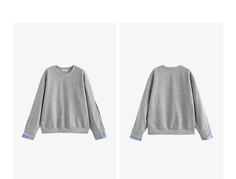 TOYOUTH Women Hoodies Sweatshirt 2025 Autumn New Patchwork Design Round Neck Long Sleeve Pullover Casual Tops