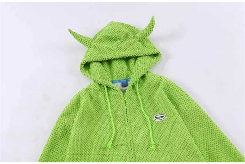E-girl Fashion Kawaii Devil Horns Zip-up Hoodies Women Gothic Sweatshirt Casual Y2k Tops Outwear Harajuku Grunge Streetwear Coat