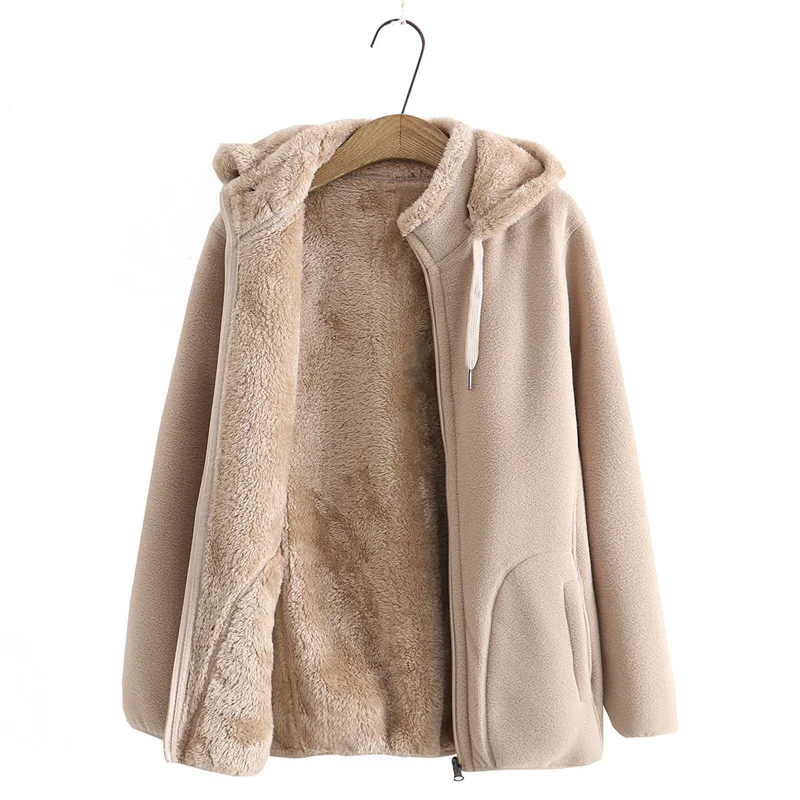 2026 Autumn Winter Polar Fleece Coat Women Thicken Warm Hoodies Sweaters Jackets Middle-age Female Zip-up Outerwear Casual Tops