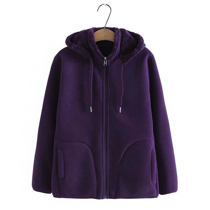 2026 Autumn Winter Polar Fleece Coat Women Thicken Warm Hoodies Sweaters Jackets Middle-age Female Zip-up Outerwear Casual Tops