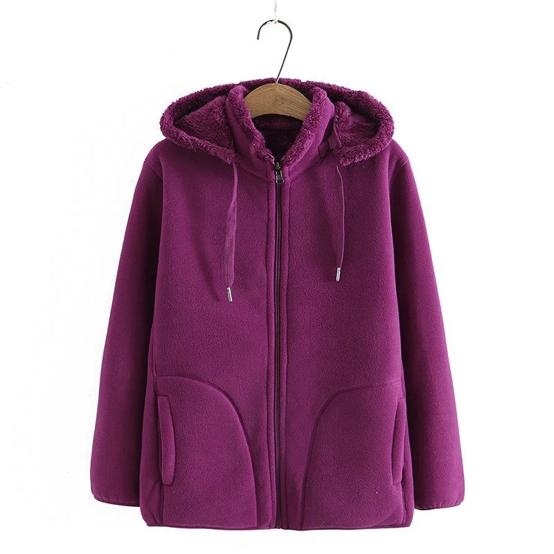 2026 Autumn Winter Polar Fleece Coat Women Thicken Warm Hoodies Sweaters Jackets Middle-age Female Zip-up Outerwear Casual Tops