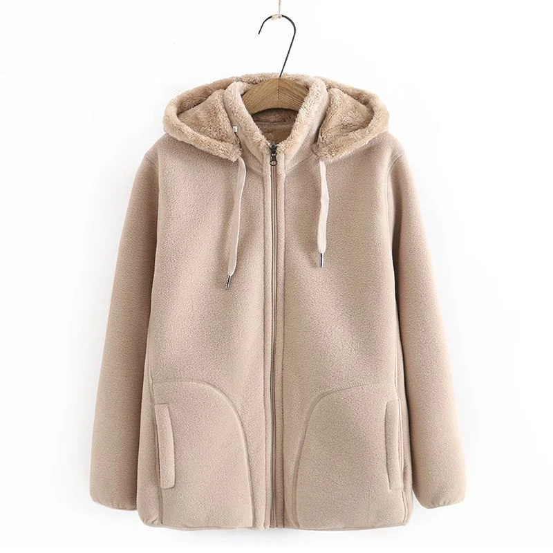 2026 Autumn Winter Polar Fleece Coat Women Thicken Warm Hoodies Sweaters Jackets Middle-age Female Zip-up Outerwear Casual Tops