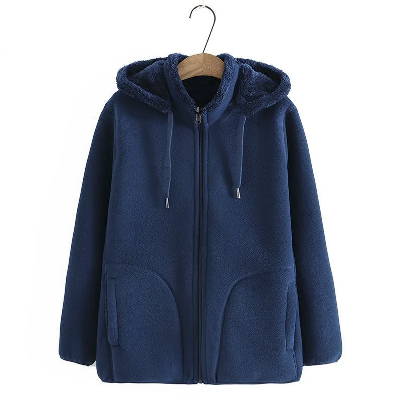 2026 Autumn Winter Polar Fleece Coat Women Thicken Warm Hoodies Sweaters Jackets Middle-age Female Zip-up Outerwear Casual Tops