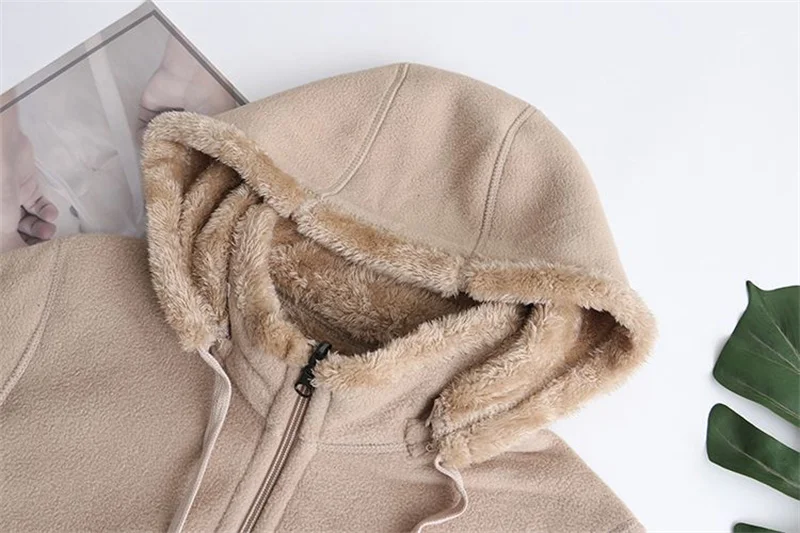 2026 Autumn Winter Polar Fleece Coat Women Thicken Warm Hoodies Sweaters Jackets Middle-age Female Zip-up Outerwear Casual Tops