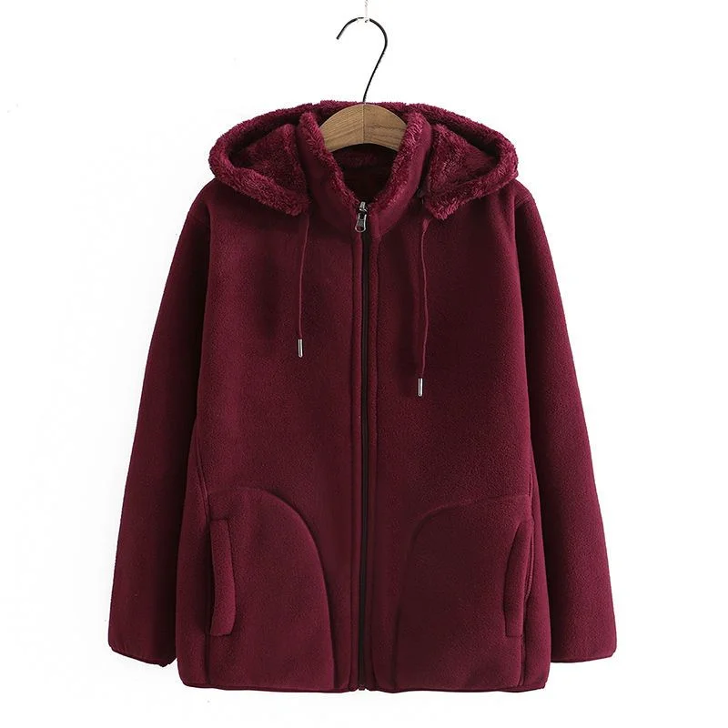 2026 Autumn Winter Polar Fleece Coat Women Thicken Warm Hoodies Sweaters Jackets Middle-age Female Zip-up Outerwear Casual Tops
