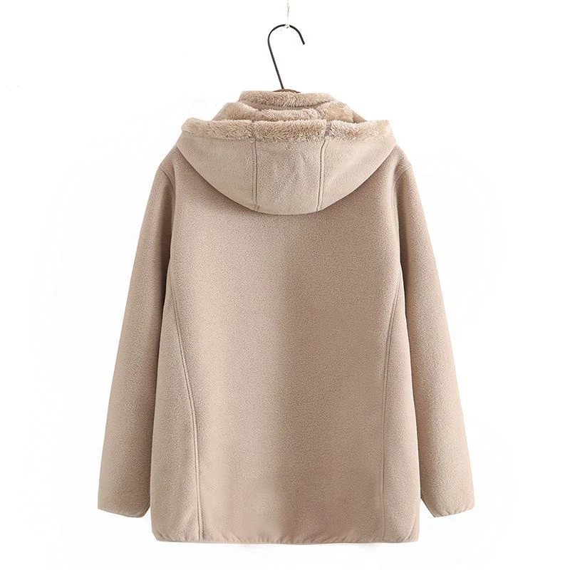 2026 Autumn Winter Polar Fleece Coat Women Thicken Warm Hoodies Sweaters Jackets Middle-age Female Zip-up Outerwear Casual Tops