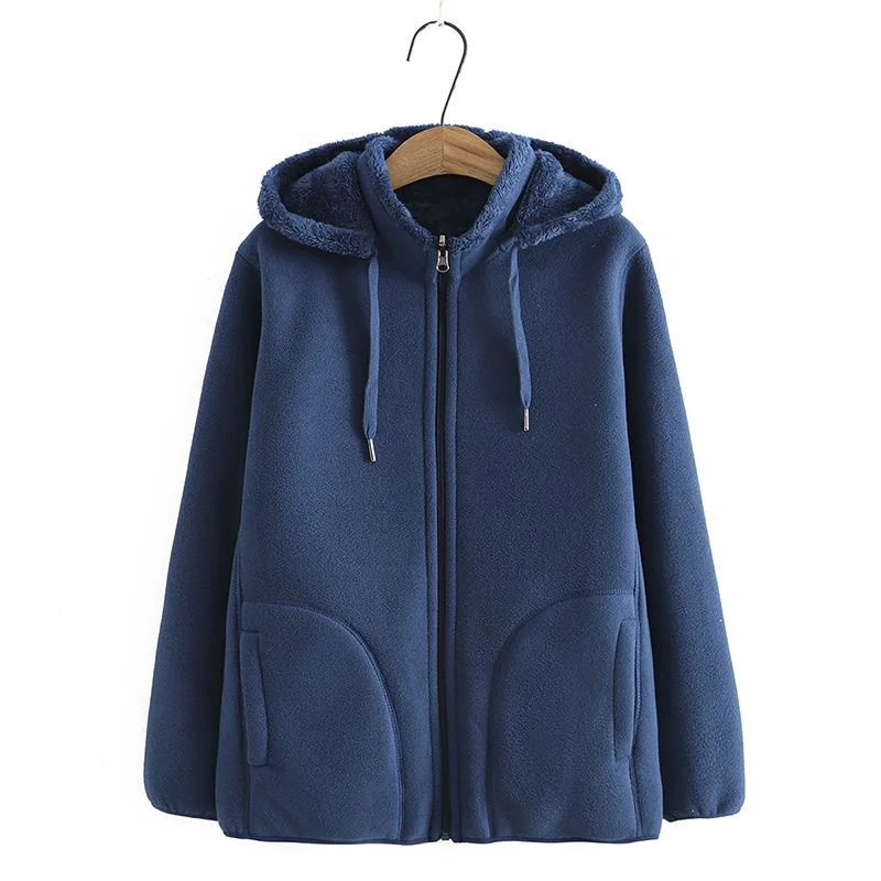 2026 Autumn Winter Polar Fleece Coat Women Thicken Warm Hoodies Sweaters Jackets Middle-age Female Zip-up Outerwear Casual Tops