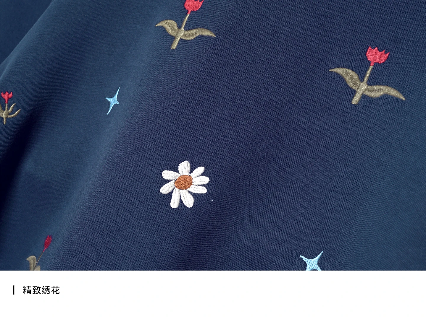 imakokoni Floral Embroidered Petal Hem Loose Sweatshirt Tops Women's Hoodies & Sweatshirts Casual Female Clothing for Women