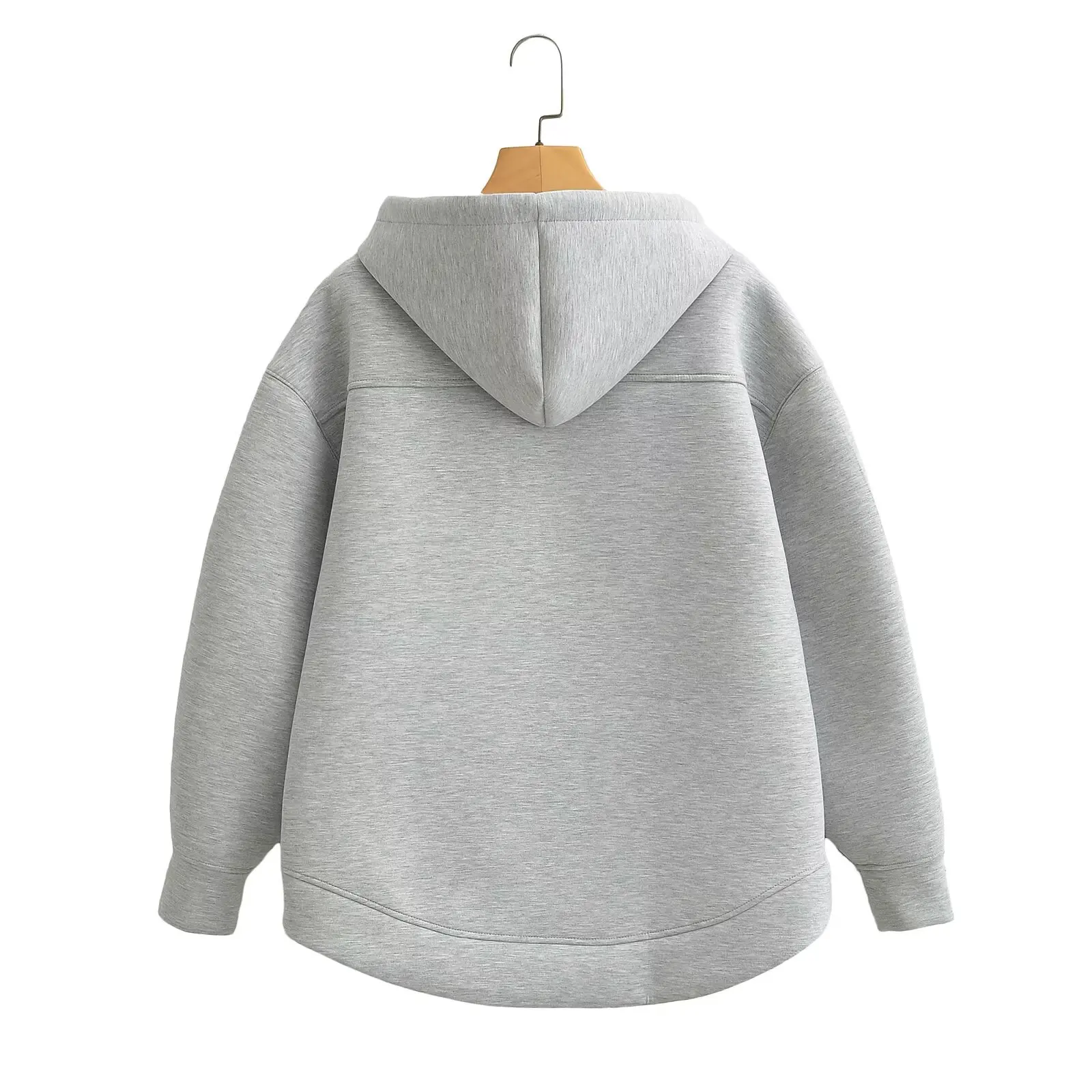 DUOPERI Women Fashion Solid Front Zipper Hooded Sweatshirt Casual Long Sleeves Jackets Female Chic Lady Outfits