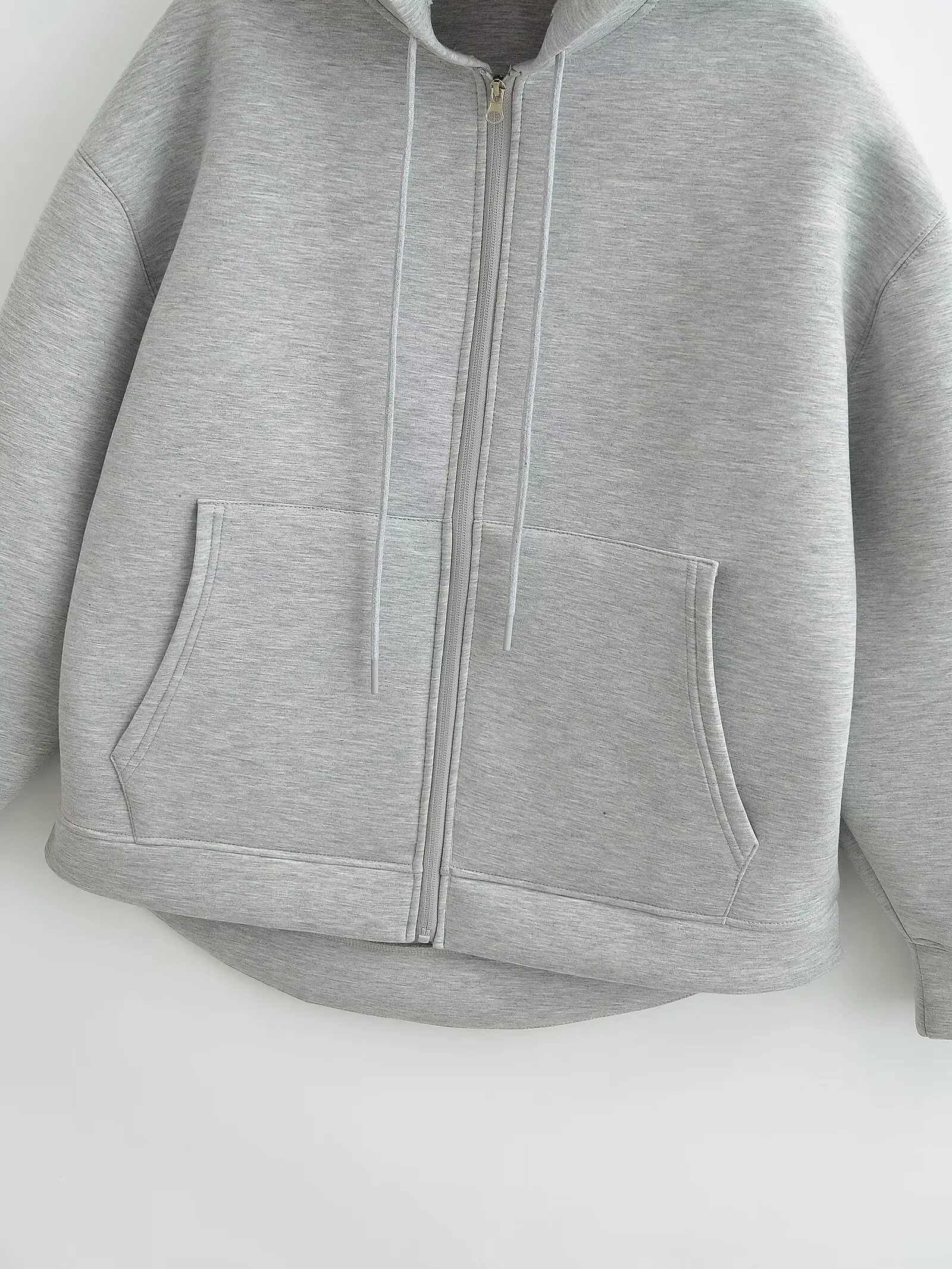 DUOPERI Women Fashion Solid Front Zipper Hooded Sweatshirt Casual Long Sleeves Jackets Female Chic Lady Outfits