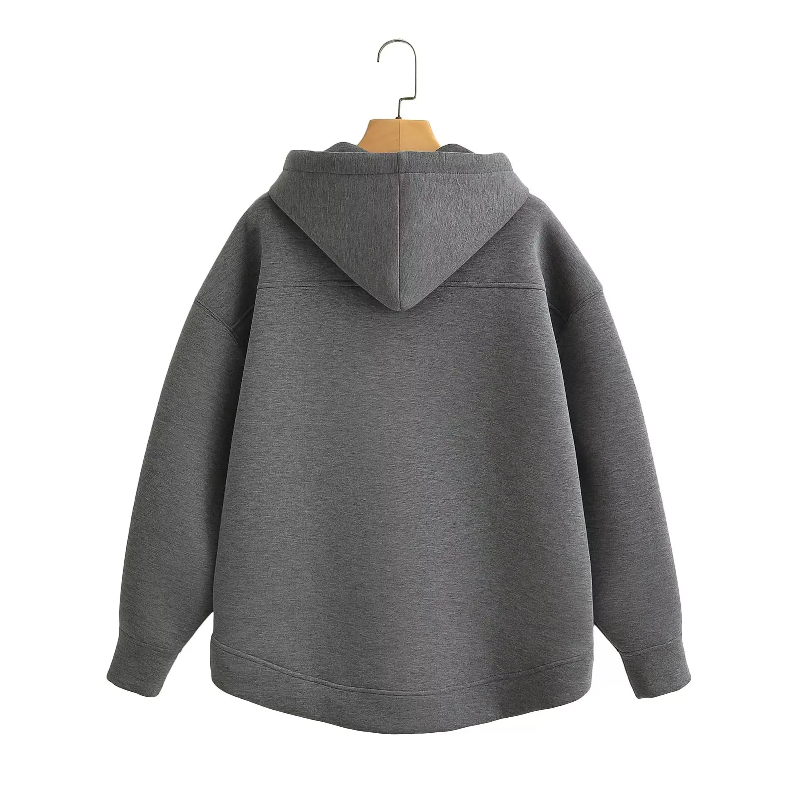 DUOPERI Women Fashion Solid Front Zipper Hooded Sweatshirt Casual Long Sleeves Jackets Female Chic Lady Outfits